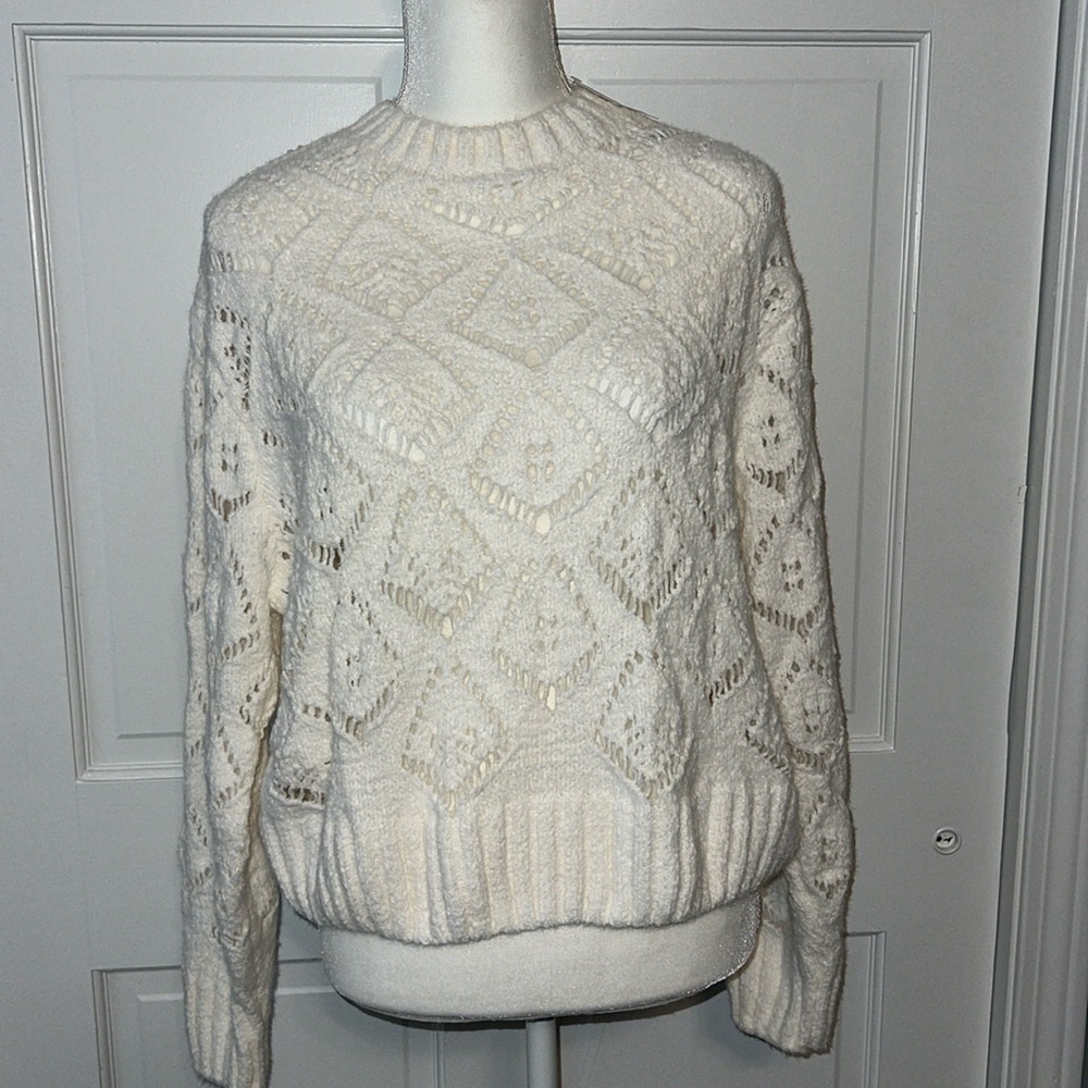 NWT Ivory Soft Crochet Sweater XL